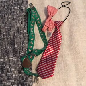 Bow tie, tie, suspenders